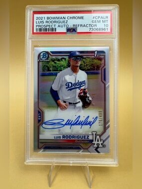 2021 Bowman Chrome Luis Rodriguez Prospect Auto Refractor 176/499 PSA 10 GEM MT